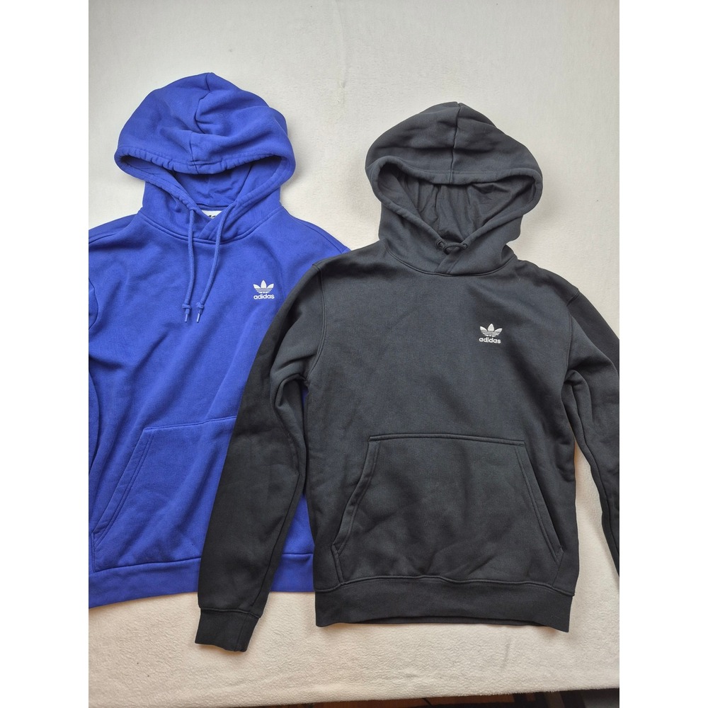Adidas Originals Trefoil Hoodie Lot of 2 Black Blue Women XS Pullover Sweatshirt